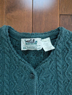 NORTHERN REFLECTIONS FOREST GREEN CABLE KNIT VINTAGE CARDIGAN SWEATER