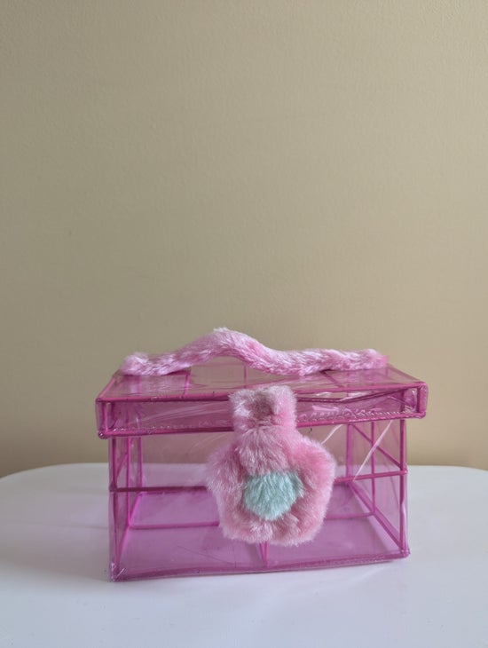 FUZZY FLOWER Y2K 2000s VINTAGE METAL AND PVC STORAGE BOX