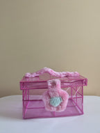 FUZZY FLOWER Y2K 2000s VINTAGE METAL AND PVC STORAGE BOX