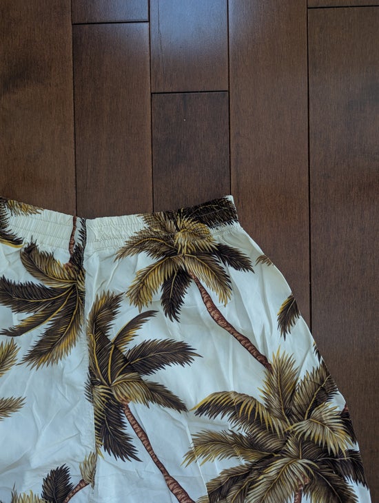 PALM TREE PRINT 1980s VINTAGE FLOWY SHORTS