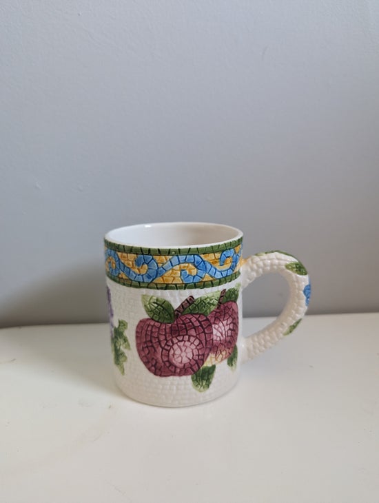 JAY IMPORT CO MOSAIC FRUITS 1997 VINTAGE MUG