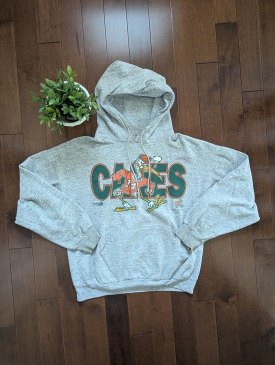 MIAMI HURRICANES 1995 VINTAGE BIG LOGO CHALK LINE PULLOVER HOODIE
