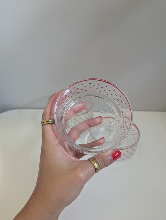 PYREX SMITTEN DITSY HEART PRINT VINTAGE 1990s GLASS BOWL SET