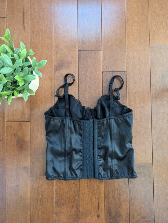 LACEY DETAIL VINTAGE 1990s SATIN CORSET TOP