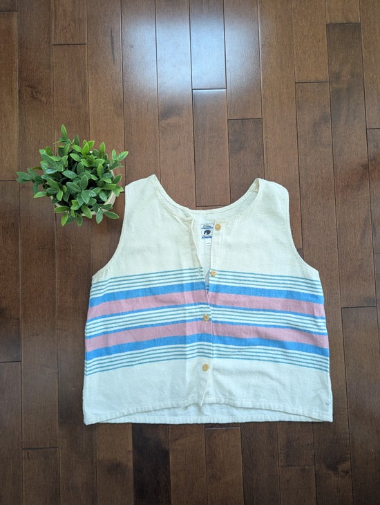RETRO STRIPE VINTAGE 1990s BUTTON UP TANK TOP