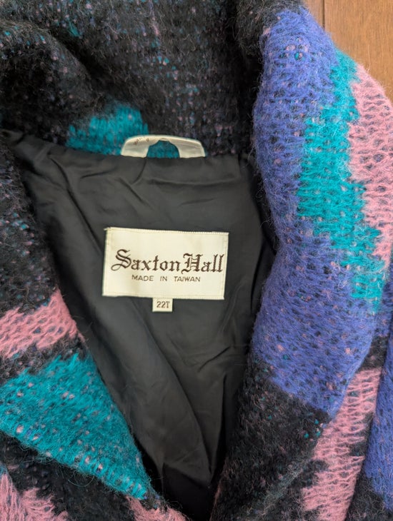 SAXTON HALL FLORAL PRINT VINTAGE 1990s CHUNKY KNIT OVERSIZED SWEATER COAT