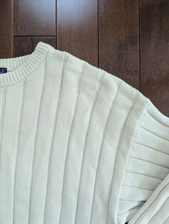BASIC BEIGE RIBBED CHUNKY KNIT VINTAGE SWEATER