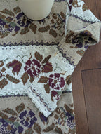 FLORAL PRINT VINTAGE KNIT SWEATER