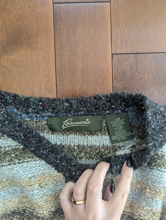 NEUTRAL STRIPED CHUNKY KNIT VINTAGE 1990s SWEATER