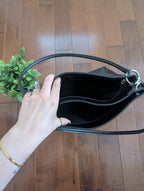 ITALIAN BLACK LEATHER VINTAGE 1990s TOTE SHOULDER BAG