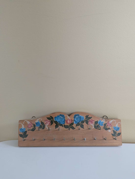 FLORAL DETAIL WOODEN KEYS HOLDER WALL HOOK