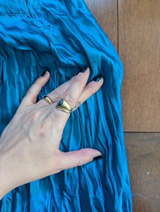 LE CHATEAU Y2K 2000S VINTAGE BLUE SATIN FLUTED MAXI DRESS