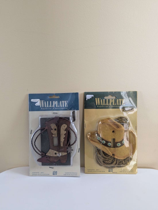 FIJI WESTERN COWBOY BOOT & COWBOY HAT VINTAGE LIGHT SWITCH COVERS