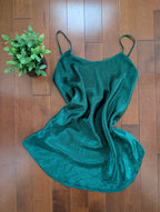 LINDA BIS MONTREAL GREEN POLKA DOT VINTAGE 1990s SATIN DRESS