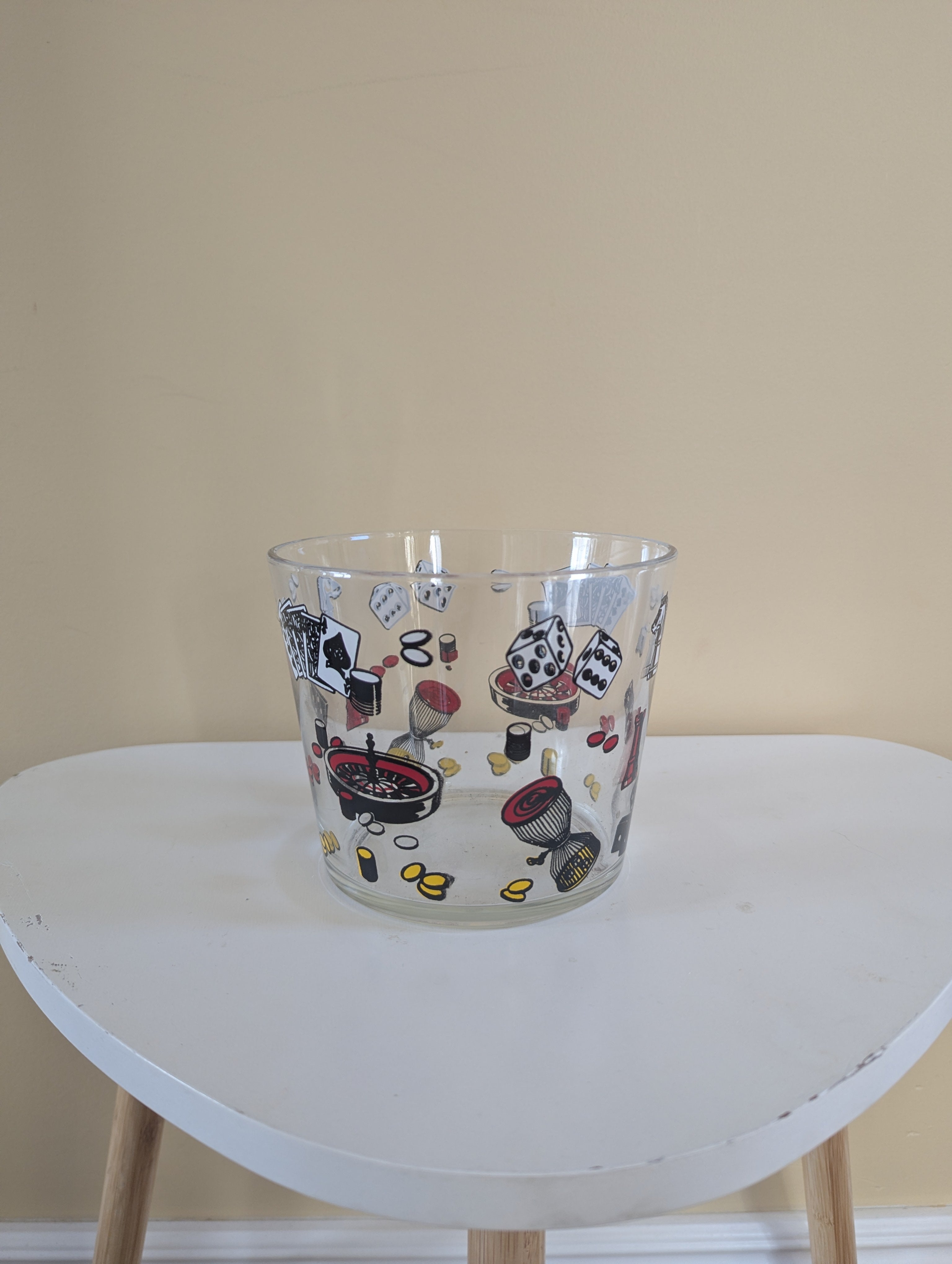 VEGAS CASINO PRINT VINTAGE GLASS BUCKET BOWL