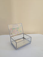 FLOWER BOUQUET STAINED GLASS VINTAGE GLASS JEWELRY TRINKET BOX