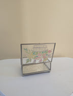 FLOWER BOUQUET STAINED GLASS VINTAGE GLASS JEWELRY TRINKET BOX