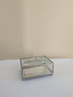 FLOWER BOUQUET STAINED GLASS VINTAGE GLASS JEWELRY TRINKET BOX