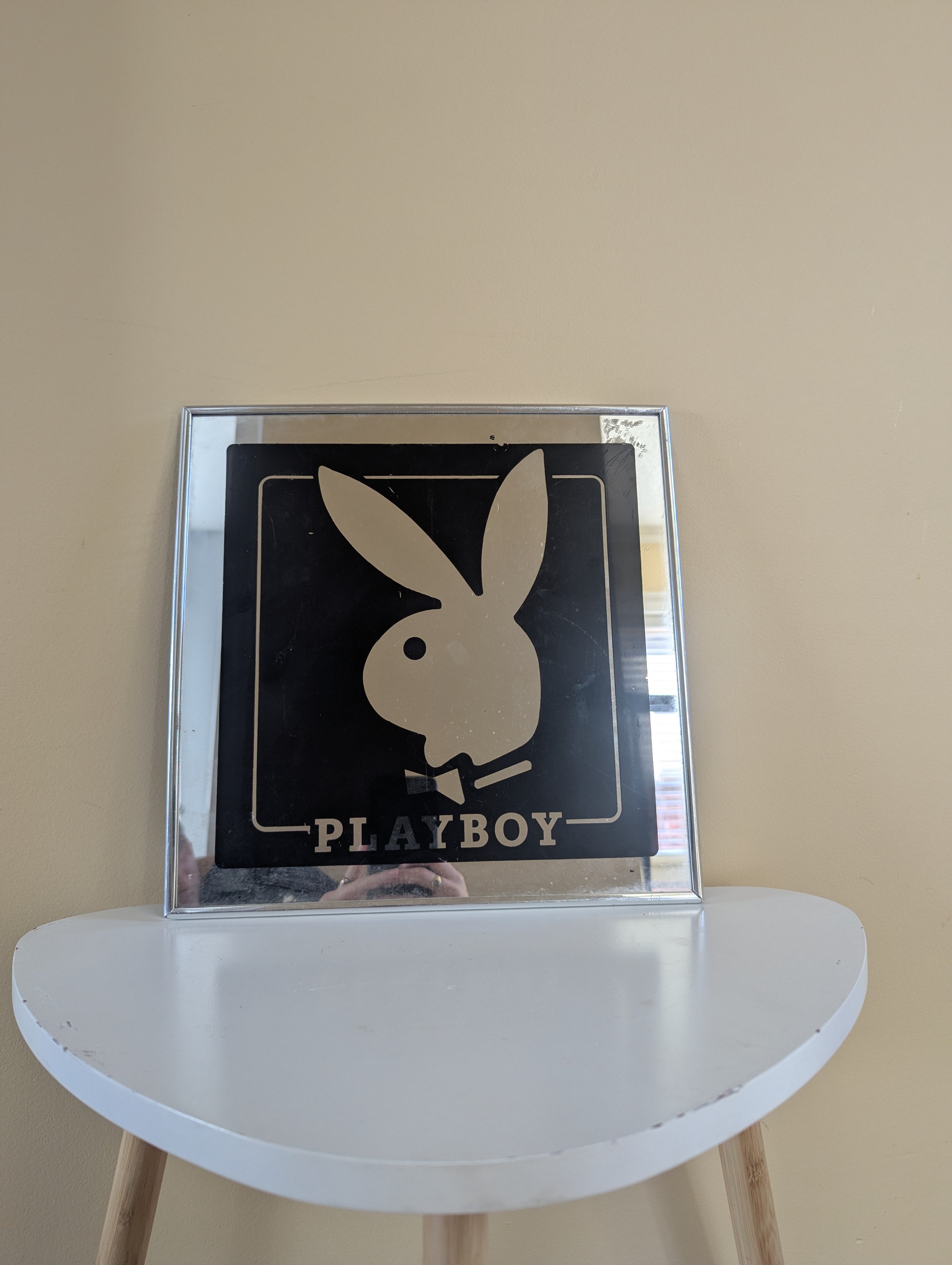 PLAYBOY LOGO VINTAGE 1980s SQUARE MIRROR