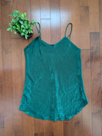 LINDA BIS MONTREAL GREEN POLKA DOT VINTAGE 1990s SATIN DRESS