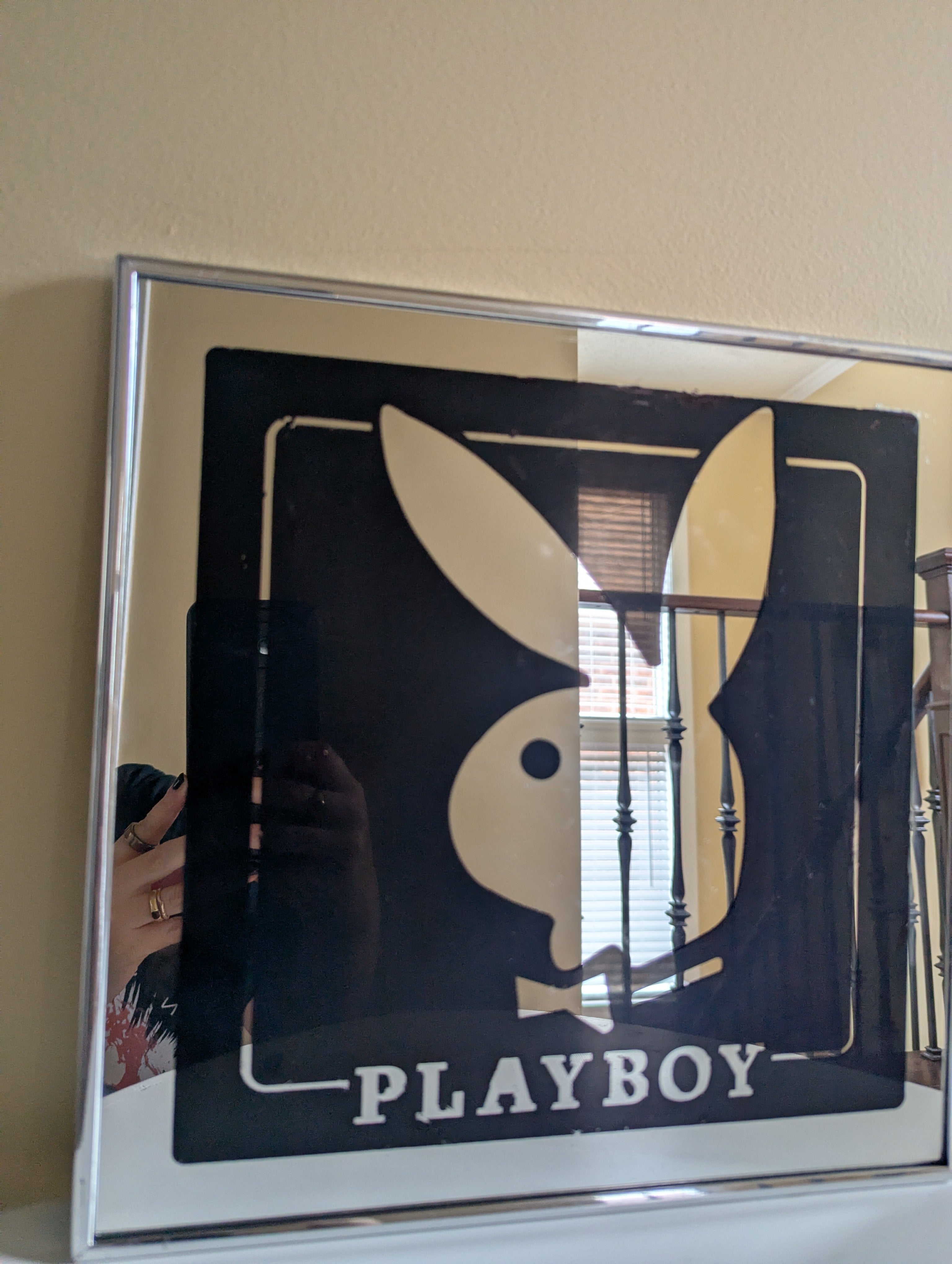 PLAYBOY LOGO VINTAGE 1980s SQUARE MIRROR