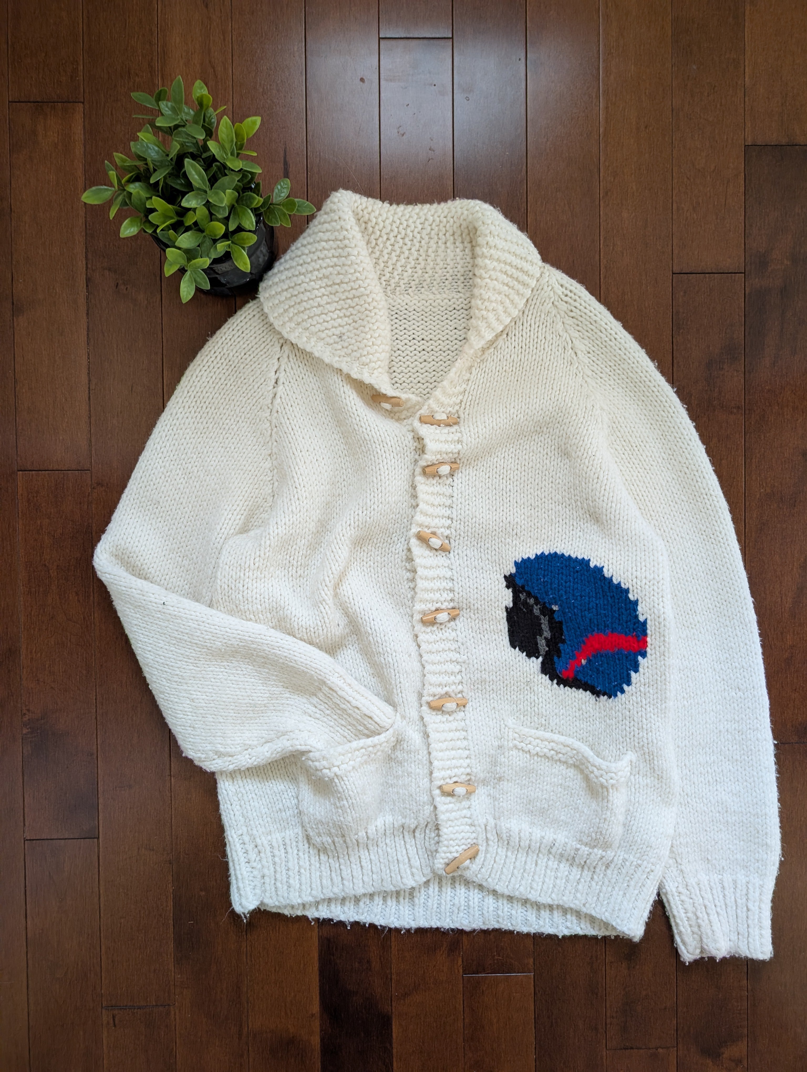 MOTORCYCLE 1950s CHUNKY HAND KNIT VINTAGE COWICHAN CARDIGAN