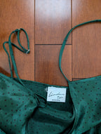 LINDA BIS MONTREAL GREEN POLKA DOT VINTAGE 1990s SATIN DRESS