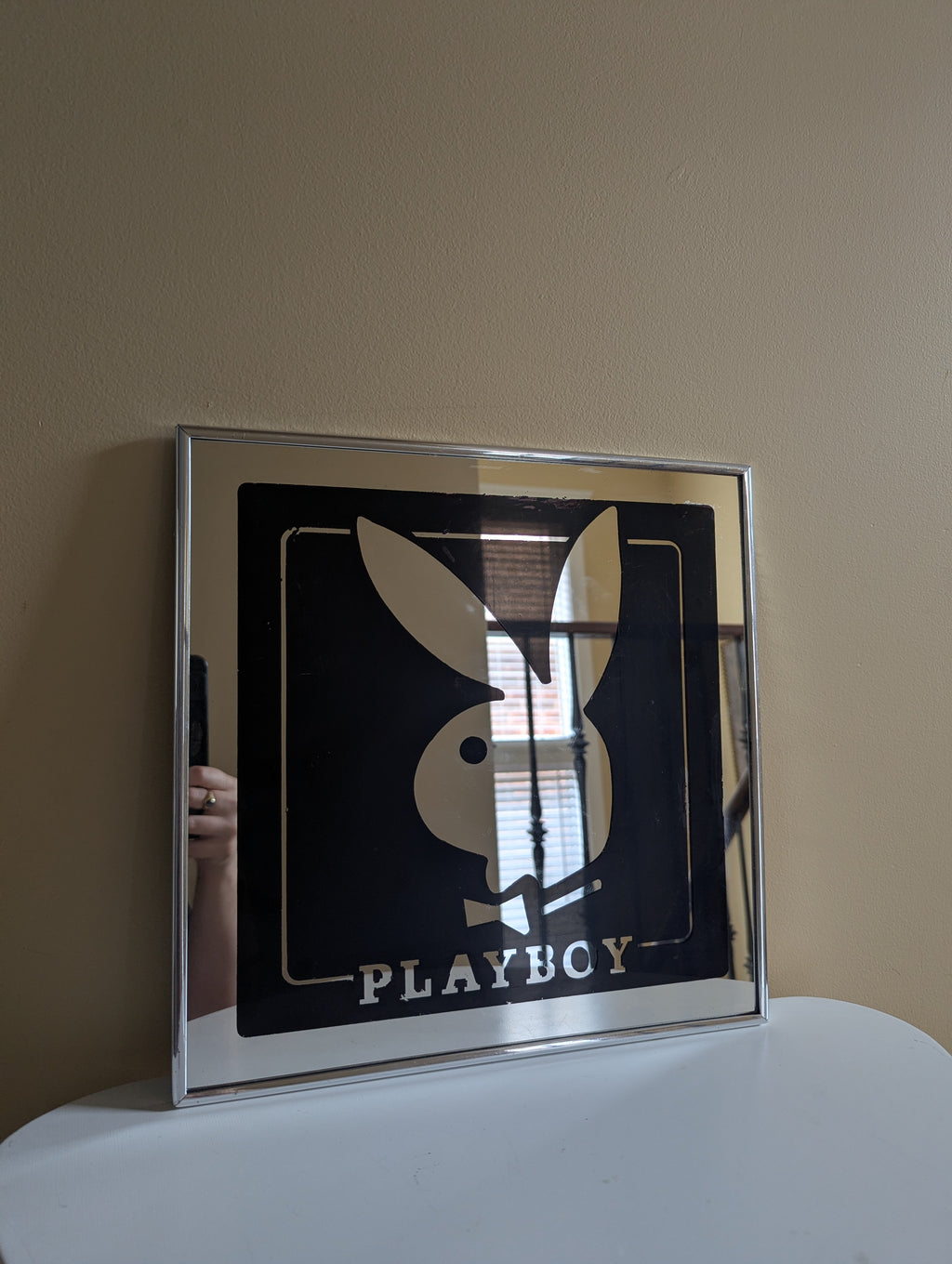 PLAYBOY LOGO VINTAGE 1980s SQUARE MIRROR