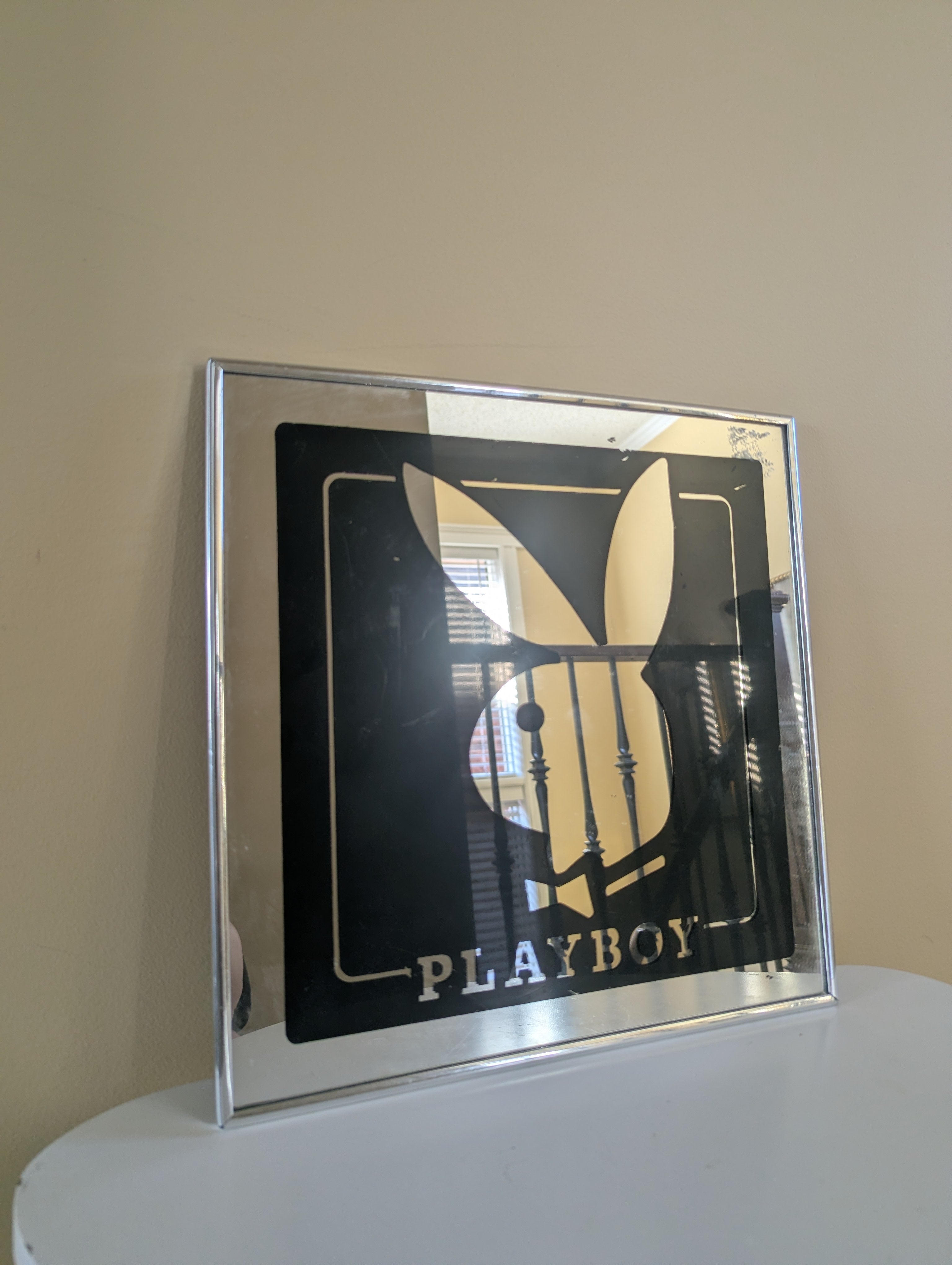 PLAYBOY LOGO VINTAGE 1980s SQUARE MIRROR
